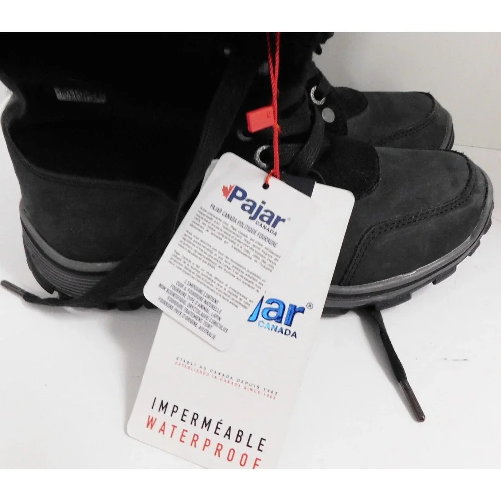 Pajar Womens Waterproof Sheepskin Lined Winter Boots Black Size 7-7.5 Abbie NWT